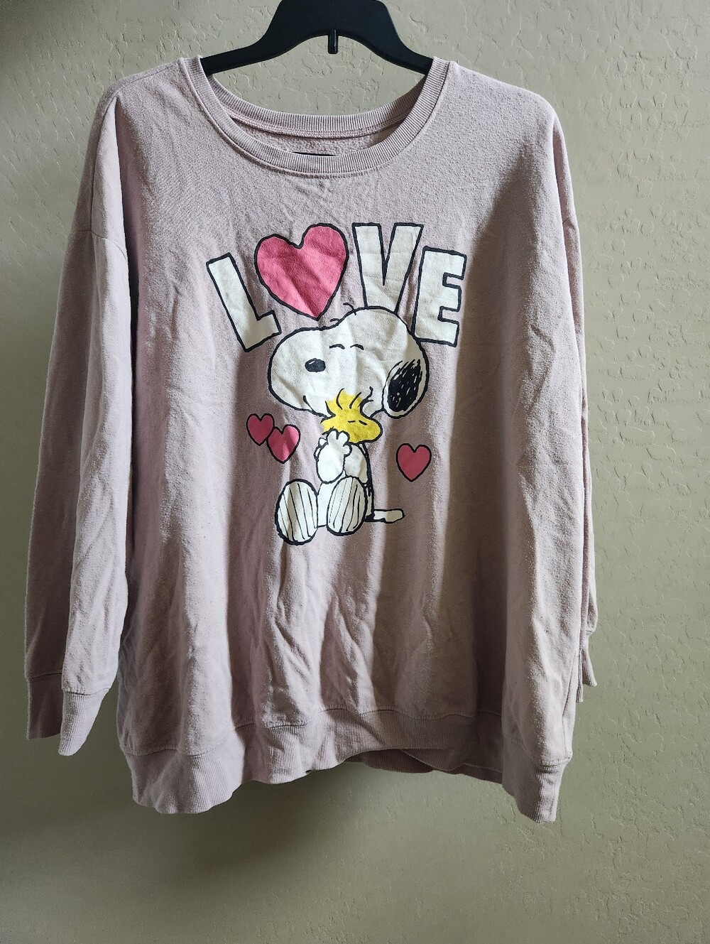 Peanuts Light Pink Snoopy & Woodstock 'LOVE' Crewneck Sweatshirt